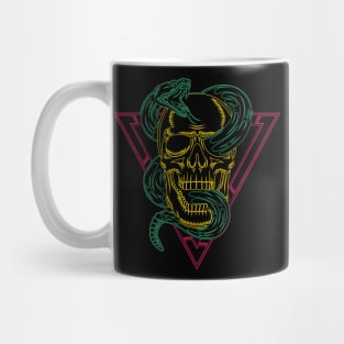 Retro 80s Style Neon Skull Snake Mug